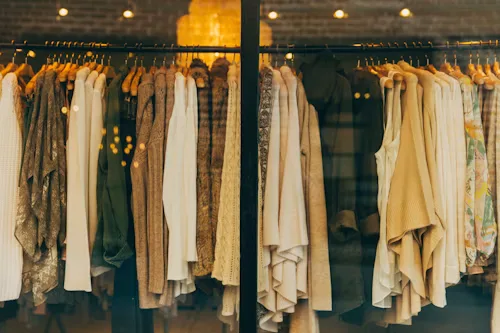 Apparel rack representing global sourcing